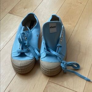 Novesta Sky Blue Canvas Sneakers with Beige Sole